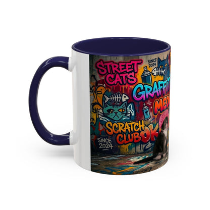 Graffiti Meow Squad Accent Coffee Mug — Cute Kittens ‘Purr-ject’ Street Art Design (11/15oz)