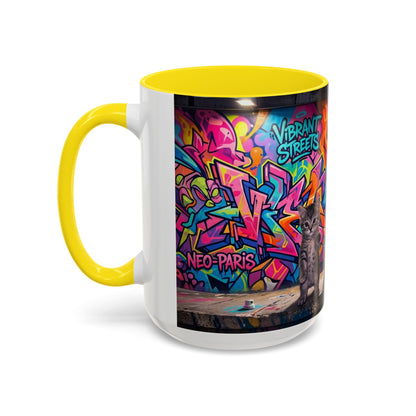 Street Kitties Graffiti Coffee Mug — Colorful Cat Art Accent Mug (11/15oz)