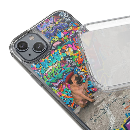 Clear Phone Case — Colorful Graffiti Pugs Design