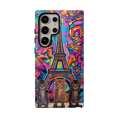 Cat Graffiti Eiffel Phone Case — Colorful Urban Parisian iPhone Cover
