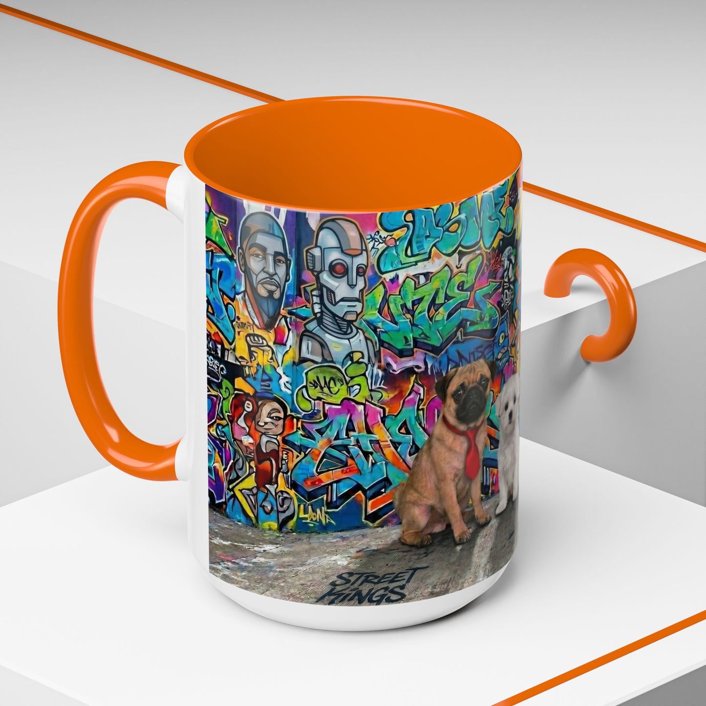 Graffiti Pets Coffee Mug — Colorful Street Art Dog & Cat Accent Mug (11/15oz)