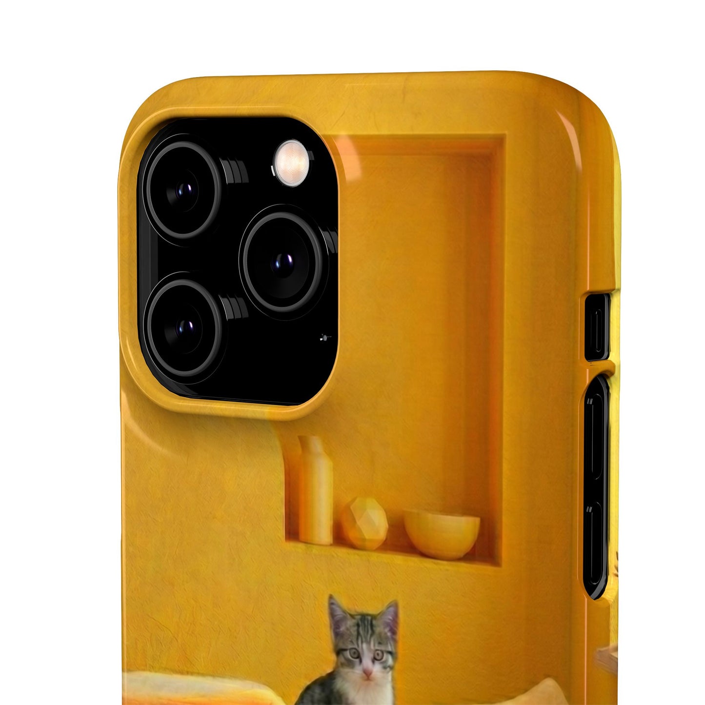 Cat Cozy Phone Case – Cute Kittens in Yellow Living Room Snap Case