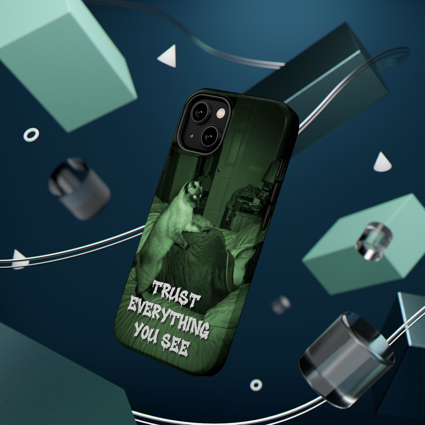 Phone Case 'Trust Everything You See' Green Dog Photo Magnetic Impact-Resistant Case