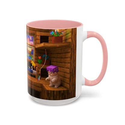 Cozy Cat Tree Accent Coffee Mug — Cute Kitten Window Scene (11/15 oz)