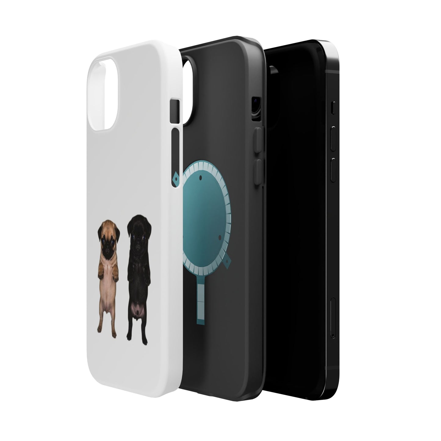 Cute Standing Pug Duo Magnetic Impact-Resistant Phone Case