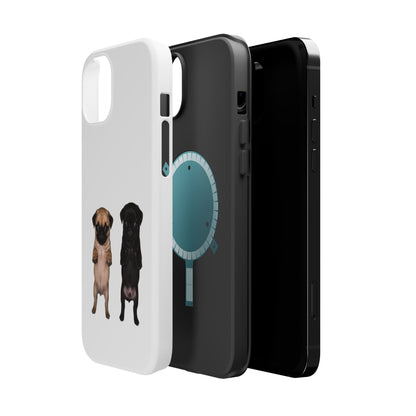 Cute Standing Pug Duo Magnetic Impact-Resistant Phone Case