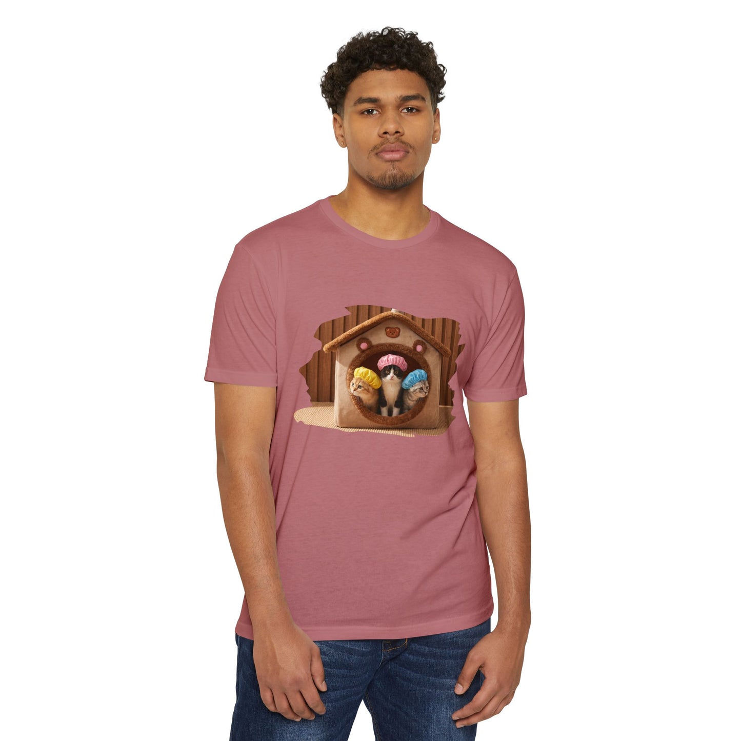 Cute Birdhouse T-Shirt — Three Cartoon Birds in Nest