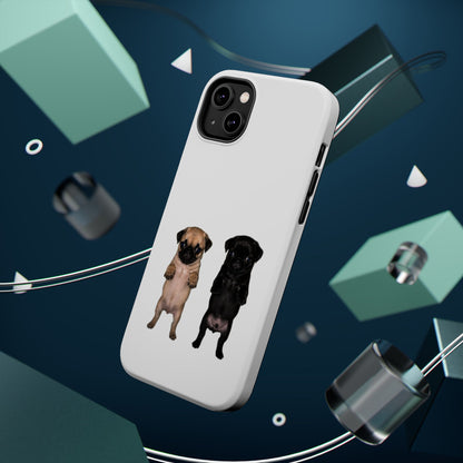 Cute Standing Pug Duo Magnetic Impact-Resistant Phone Case