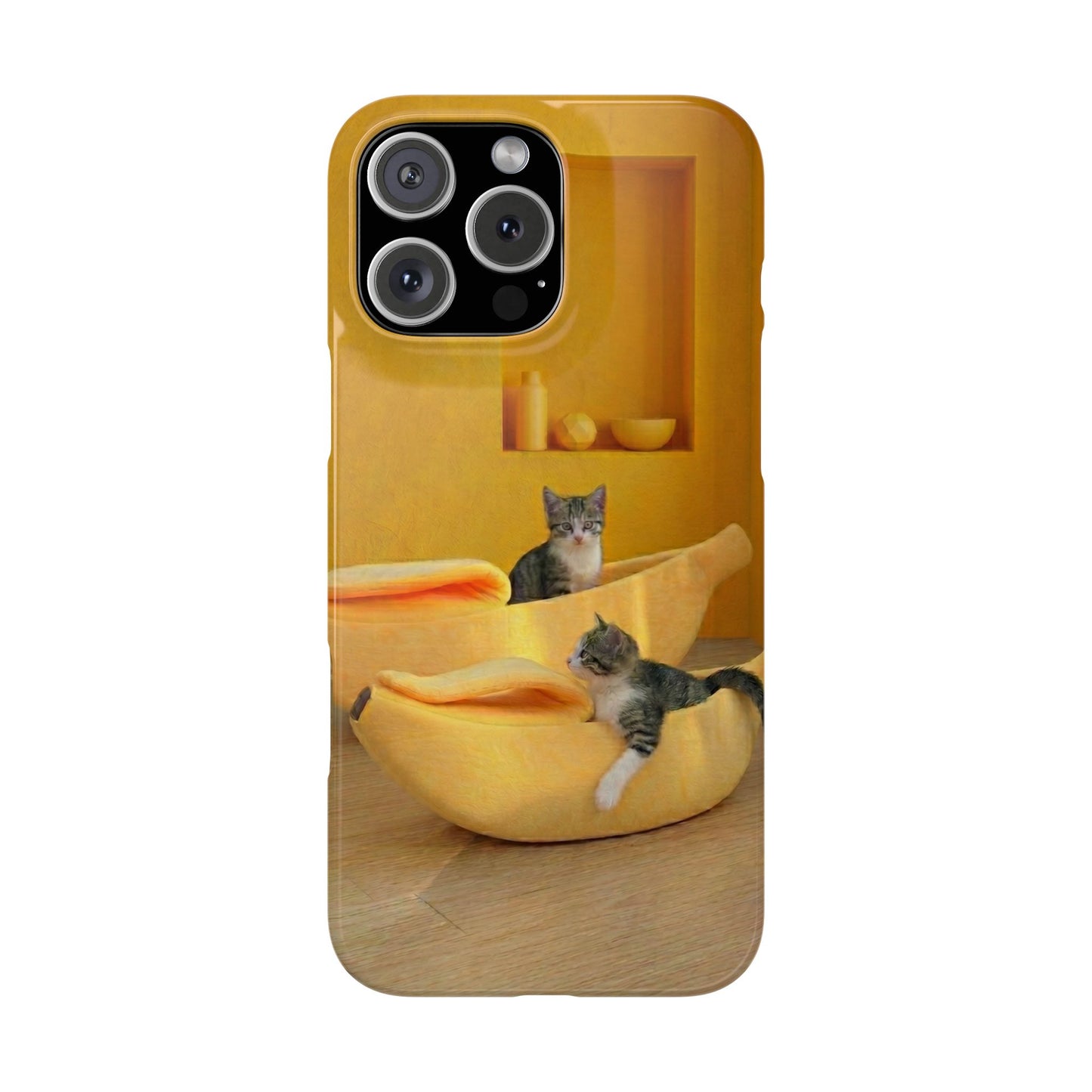 Cat Cozy Phone Case – Cute Kittens in Yellow Living Room Snap Case