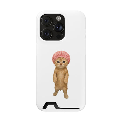 Cute Cat Shower Cap Phone Card Case