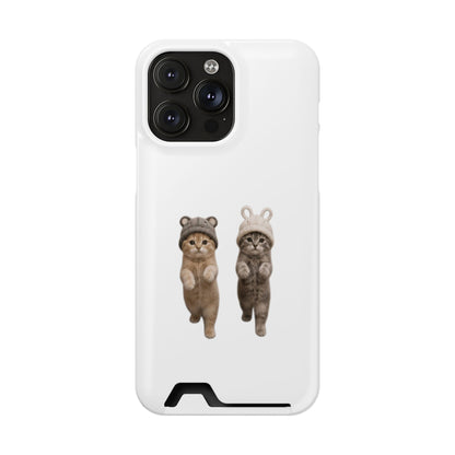 Kawaii Cats with Bear & Bunny  Cute Cat Duo Phone Card Case
