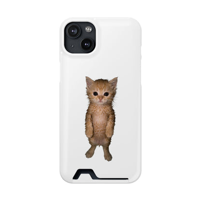 Cute Standing Kitten Phone Case with Card Holder