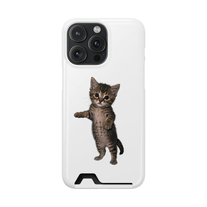Cute Standing Kitten Phone Case with Card Holder