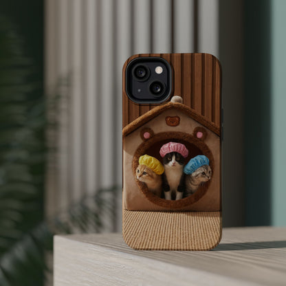 Cute Kittens in Cozy House Phone Case — Magnetic Impact-Resistant Case