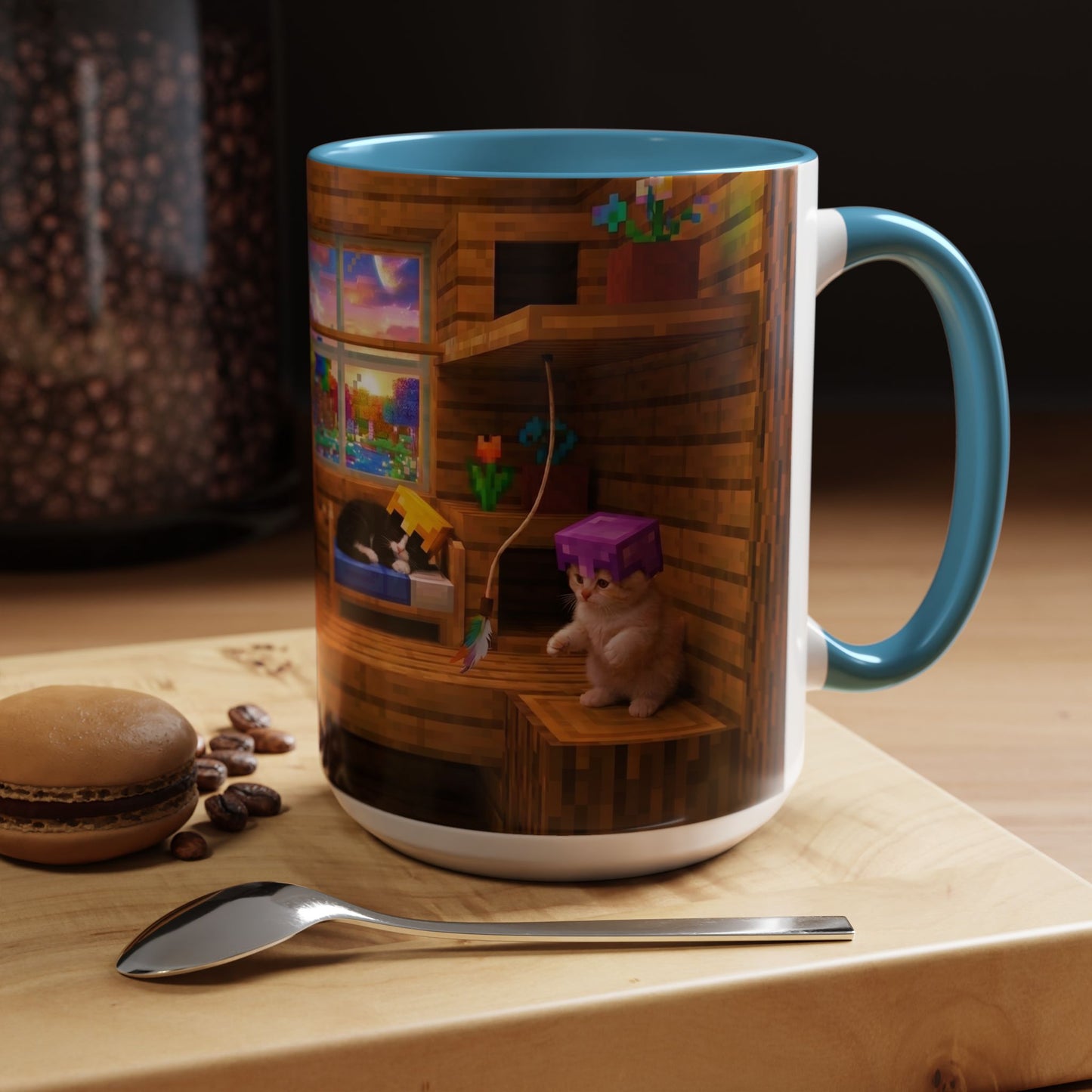 Cozy Cat Tree Accent Coffee Mug — Cute Kitten Window Scene (11/15 oz)