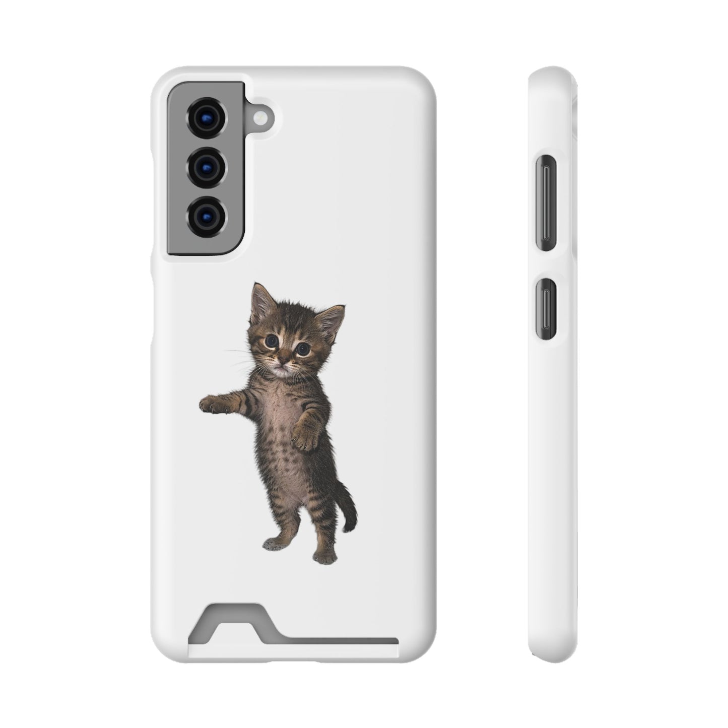Cute Standing Kitten Phone Case with Card Holder