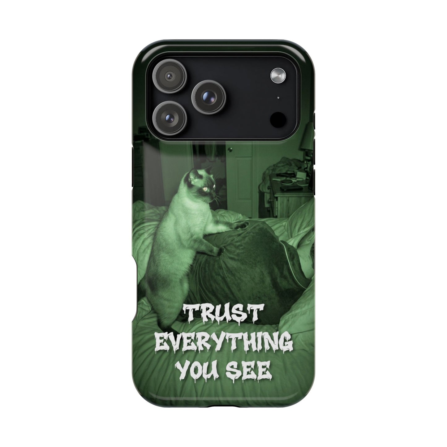 Phone Case 'Trust Everything You See' Green Dog Photo Magnetic Impact-Resistant Case