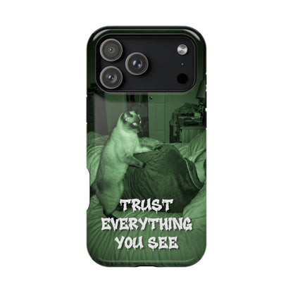 Phone Case 'Trust Everything You See' Green Dog Photo Magnetic Impact-Resistant Case
