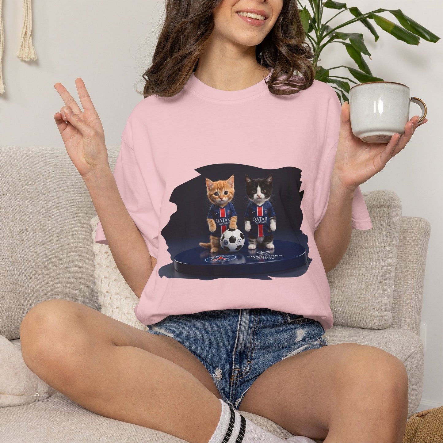 Cat Soccer Players T‑Shirt — Cute Kitten Football Graphic Tee