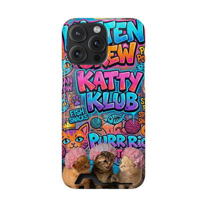 Cat Crew Katty Klub Phone Card Case — Cute Graffiti Kitten Wallet Phone Case