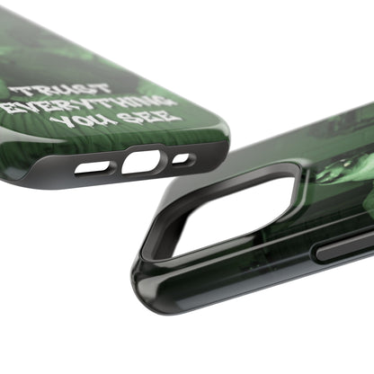 Phone Case 'Trust Everything You See' Green Dog Photo Magnetic Impact-Resistant Case