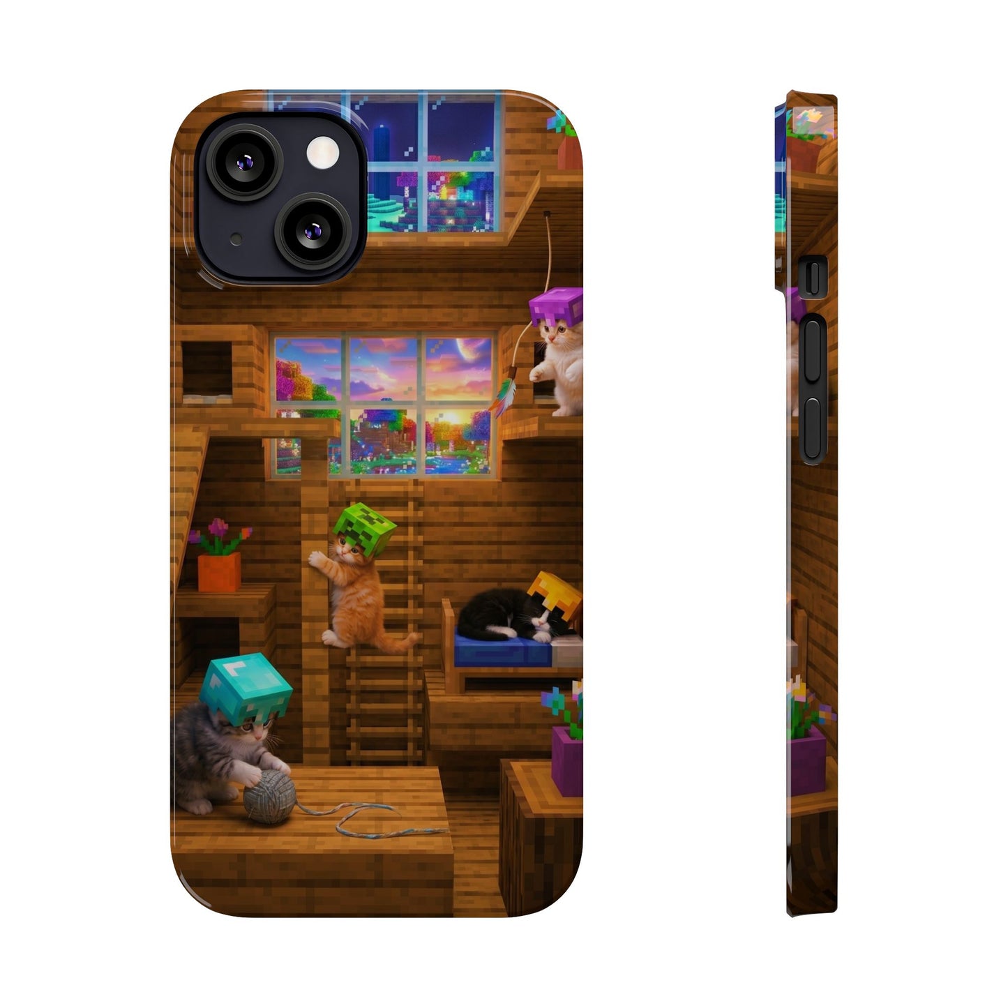 Minecraft Cozy Treehouse Slim Phone Case — Gamer Pixel Cabin Design