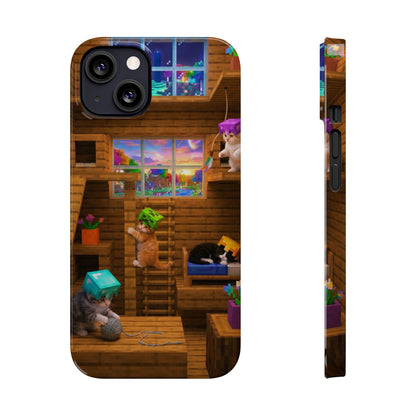 Minecraft Cozy Treehouse Slim Phone Case — Gamer Pixel Cabin Design