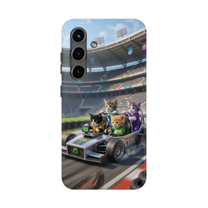 Racing Cats Tough Phone Case — Cute Kittens Driving Racecar Phone Cover