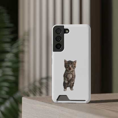 Cute Standing Kitten Phone Case with Card Holder