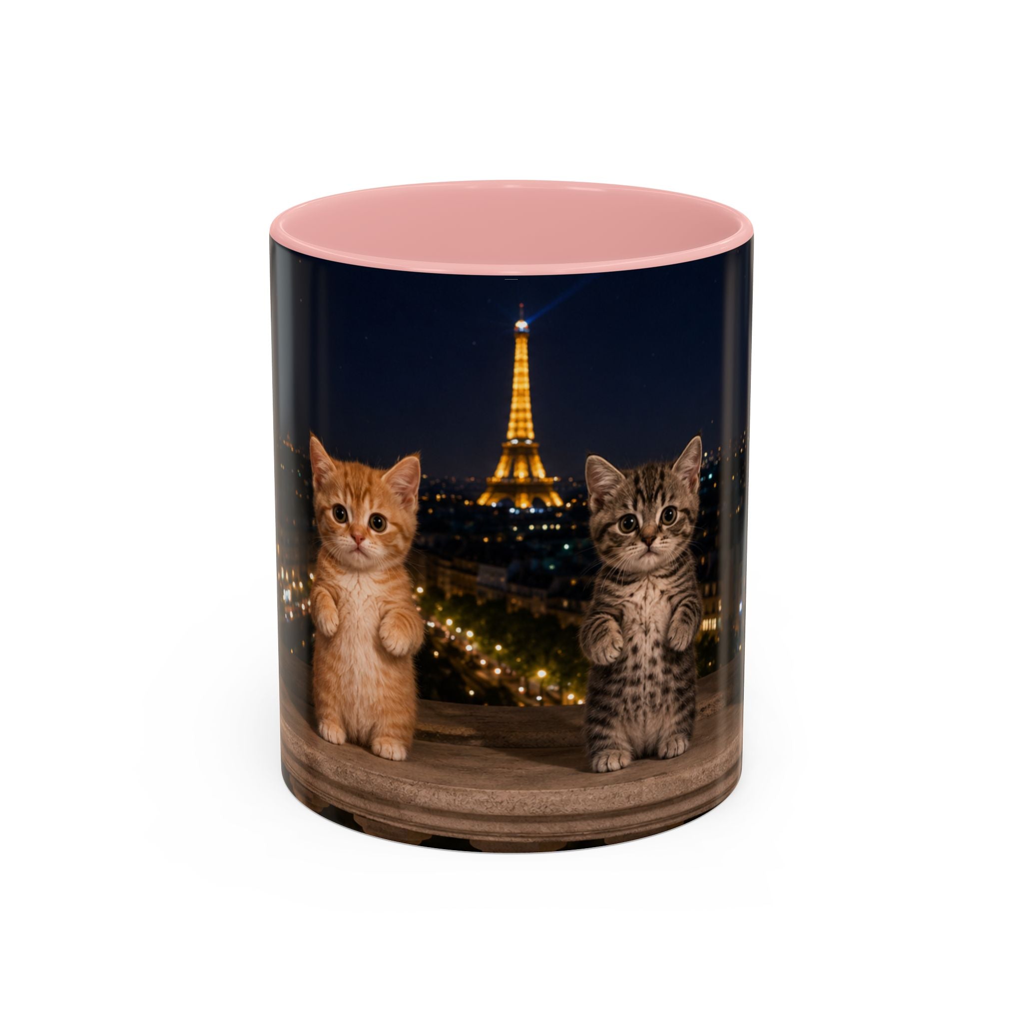Paris Kittens Coffee Mug — Cute Cat Nightscape Accent Mug (11/15 oz)