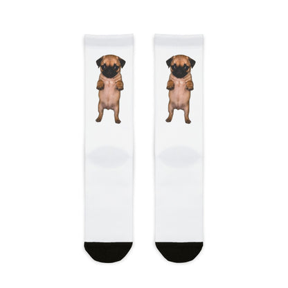 Cute Dog Pug Standing Sublimation Crew Socks