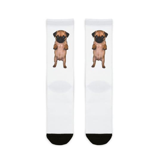 Cute Dog Pug Standing Sublimation Crew Socks