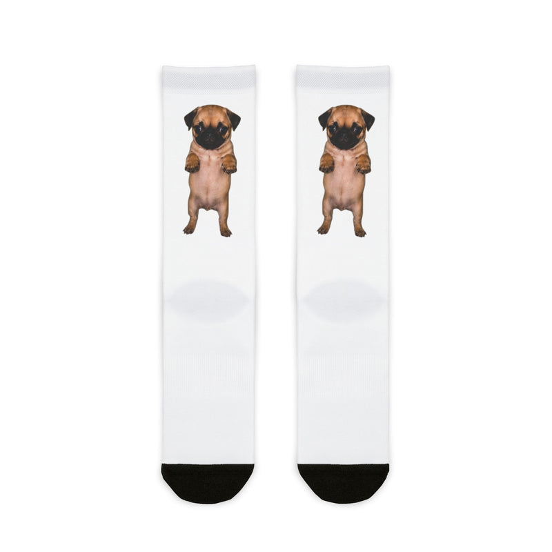Cute Dog Pug Standing Sublimation Crew Socks