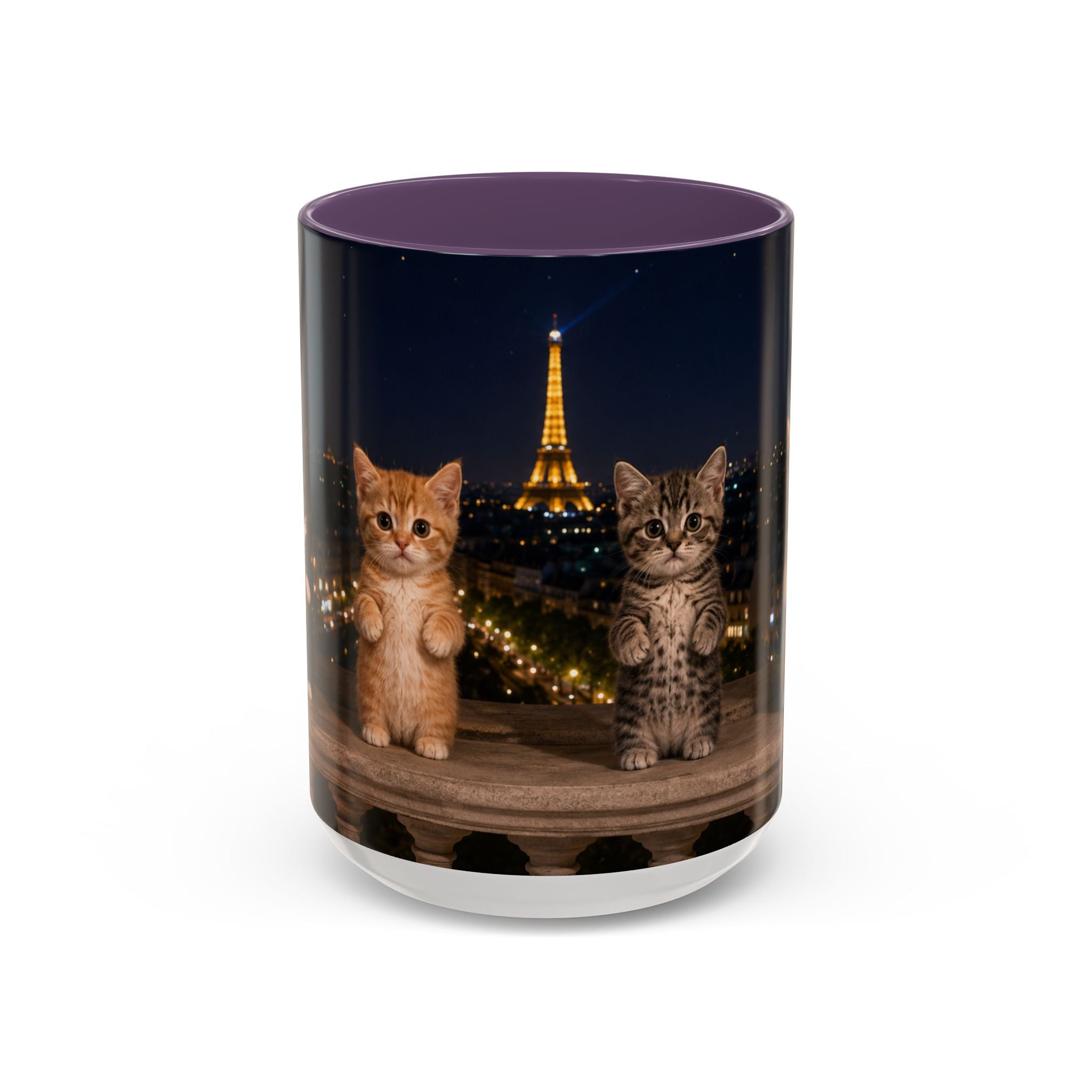 Paris Kittens Coffee Mug — Cute Cat Nightscape Accent Mug (11/15 oz)