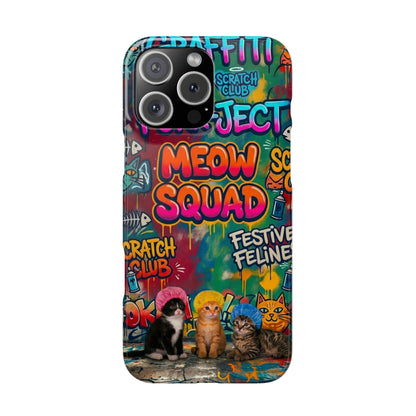 Meow Squad Graffiti Phone Case — Colorful Cat Crew Slim Case