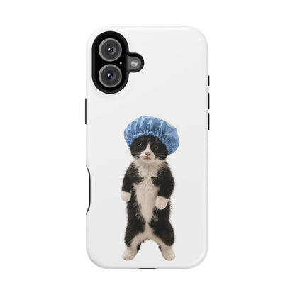 Cute Cat in Shower Cap Magnetic Impact-Resistant Phone Case