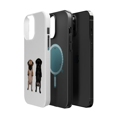 Cute Standing Pug Duo Magnetic Impact-Resistant Phone Case
