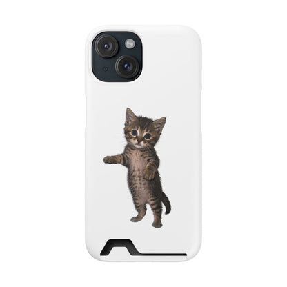 Cute Standing Kitten Phone Case with Card Holder