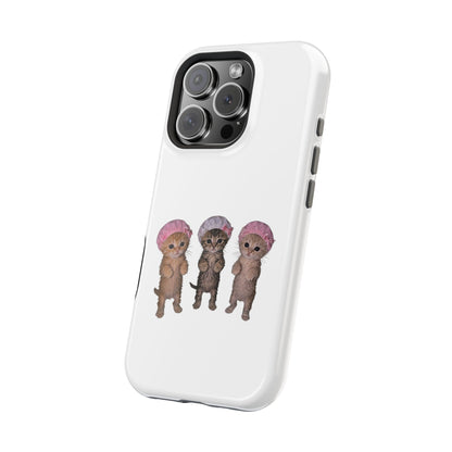 Cute Standing Kittens with Shower Caps  Phone Case