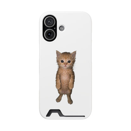Cute Standing Kitten Phone Case with Card Holder