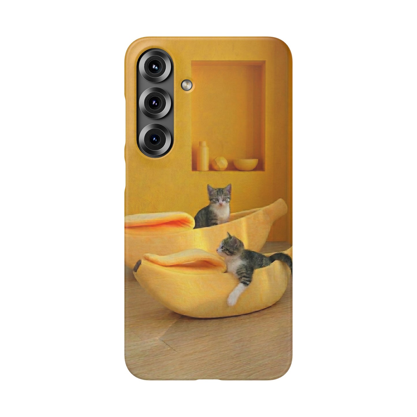 Cat Cozy Phone Case – Cute Kittens in Yellow Living Room Snap Case