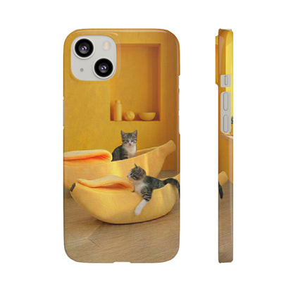 Cat Cozy Phone Case – Cute Kittens in Yellow Living Room Snap Case