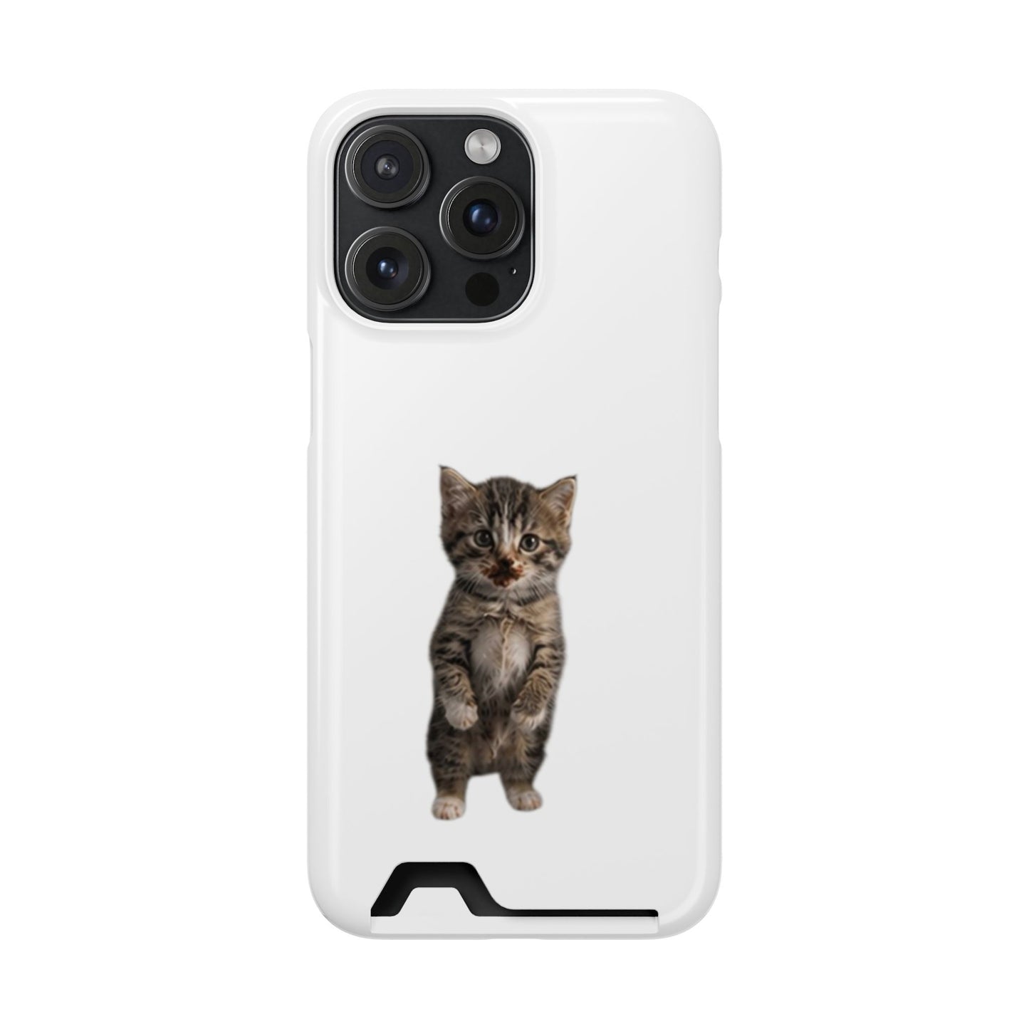 Cute Standing Kitten Phone Case with Card Holder