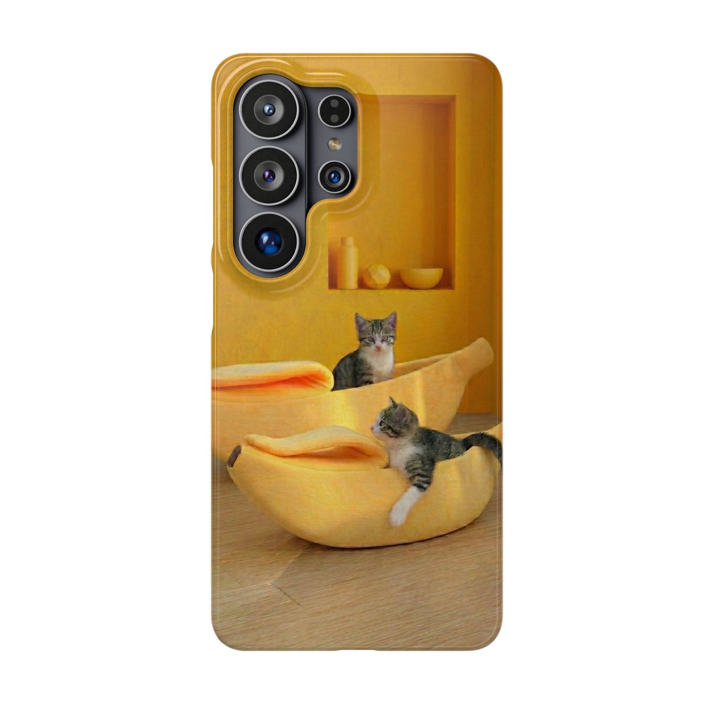 Cat Cozy Phone Case – Cute Kittens in Yellow Living Room Snap Case