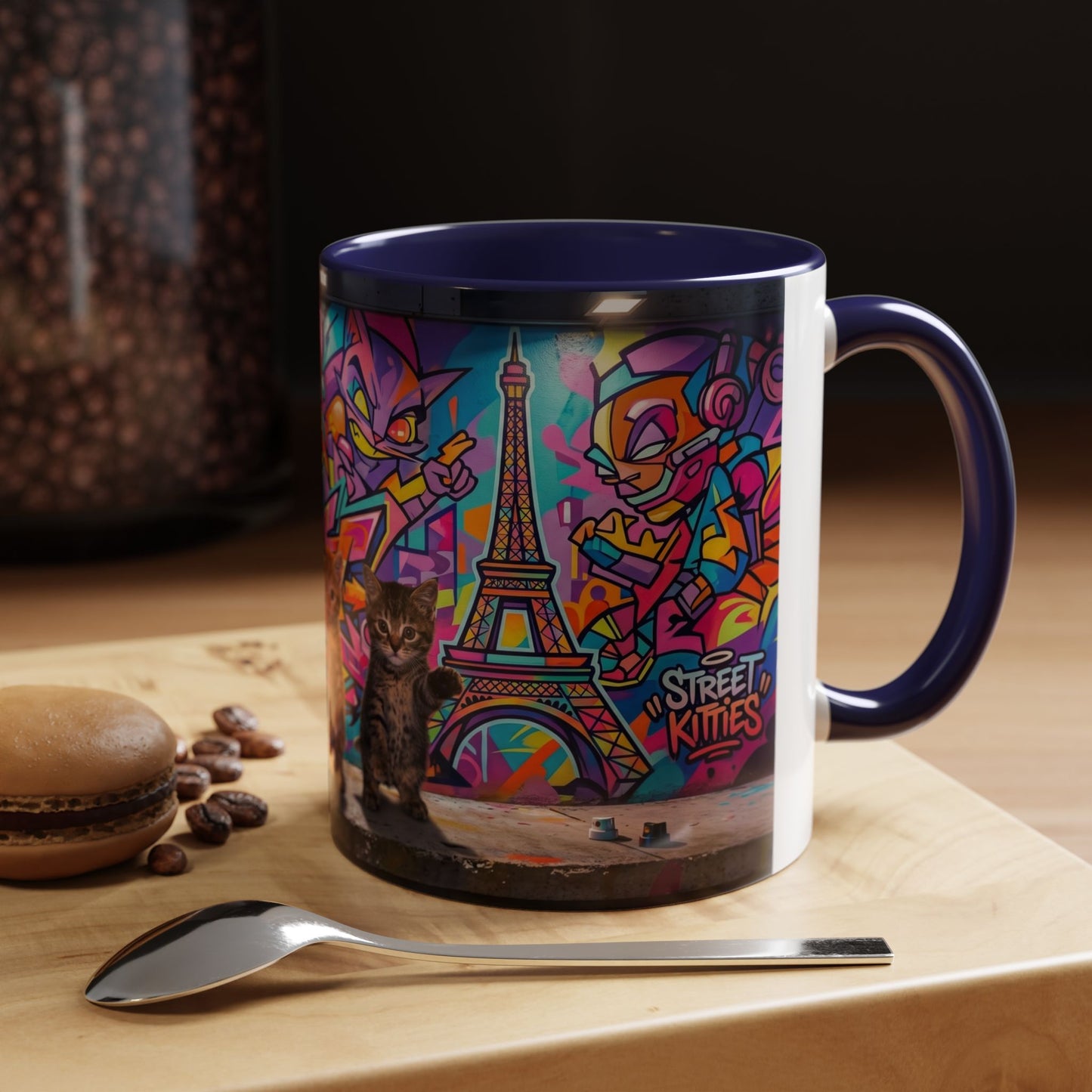 Street Kitties Graffiti Coffee Mug — Colorful Cat Art Accent Mug (11/15oz)