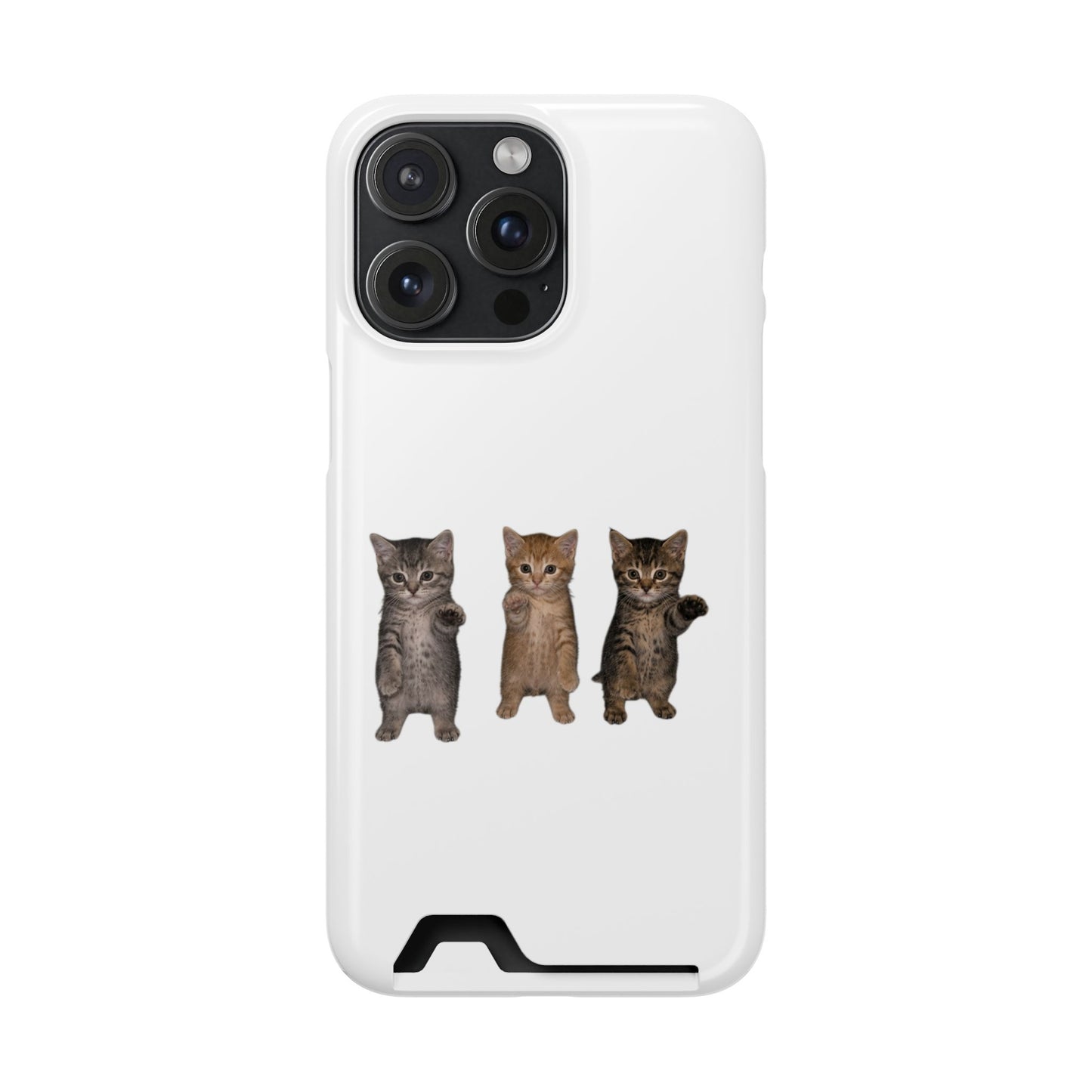 Cute Trio Kittens Phone Case with Card Holder
