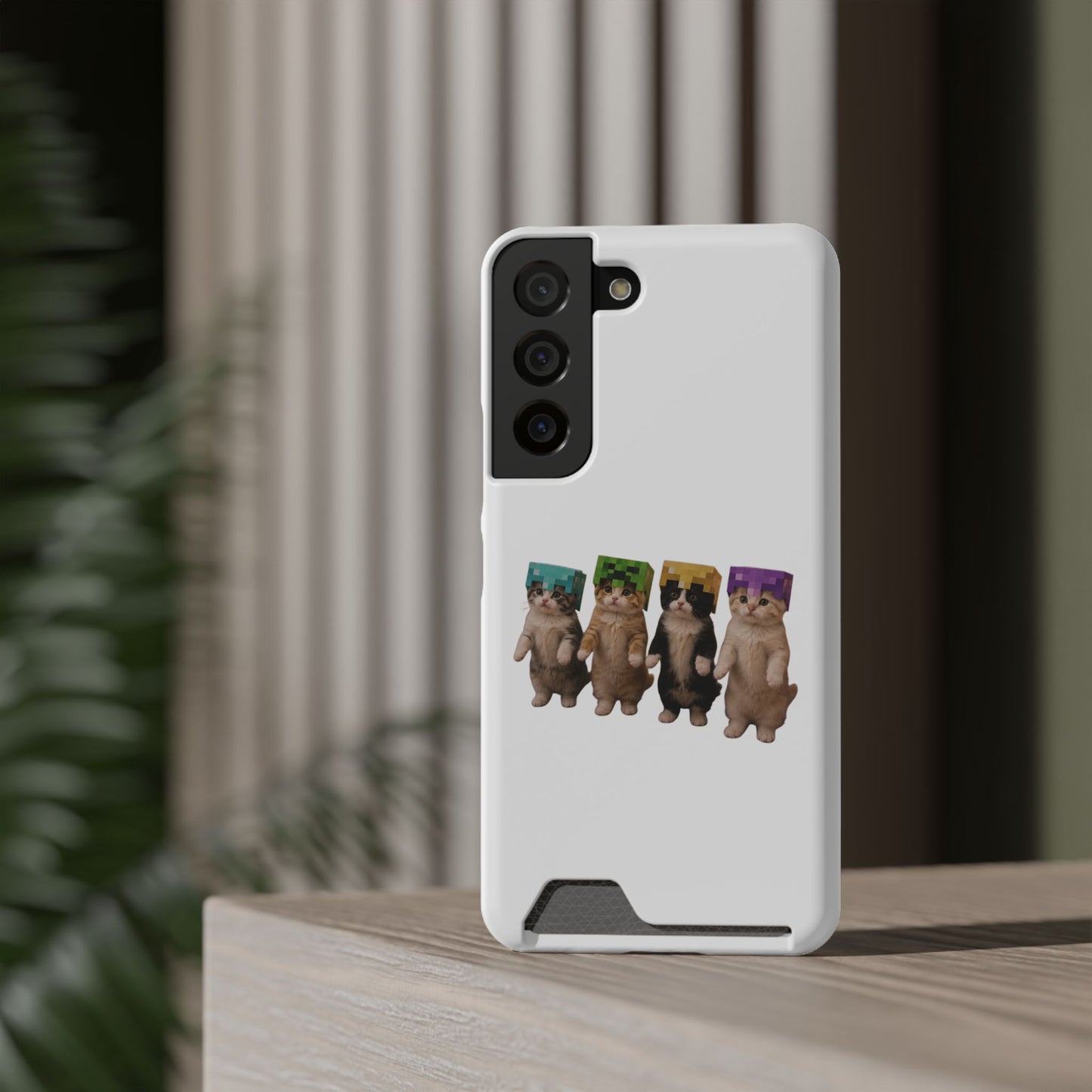 Minecraft Kittens Cat Phone Case with Card Holder