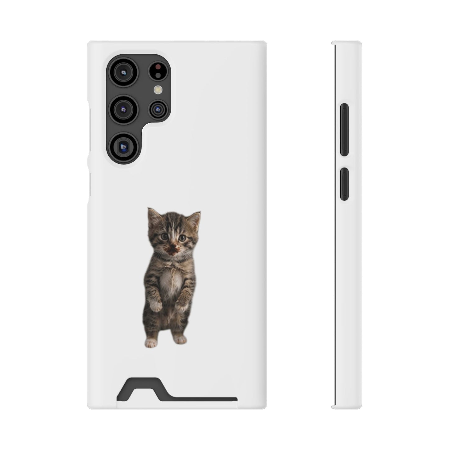 Cute Standing Kitten Phone Case with Card Holder
