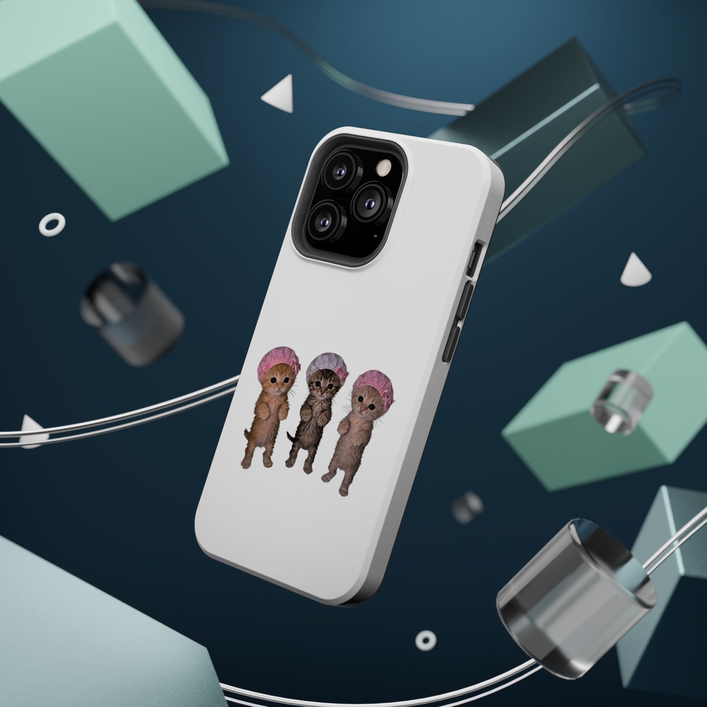Cute Standing Kittens with Shower Caps  Phone Case