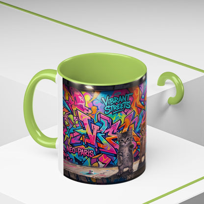 Street Kitties Graffiti Coffee Mug — Colorful Cat Art Accent Mug (11/15oz)